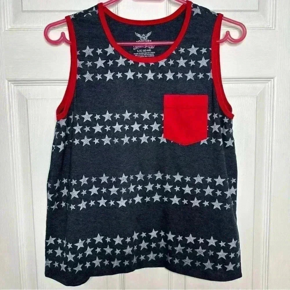 Faded Glory Muscle Shirt Tank Top America / USA Red, White & Blue Size Large
